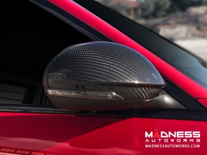 Alfa Romeo Giulia Mirror Covers - Carbon Fiber - Full Replacements - Matte Finish